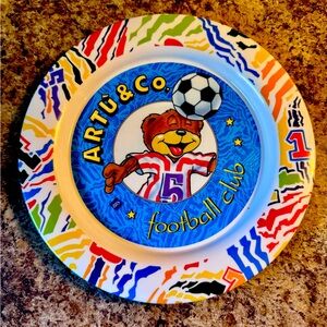 90s Artù & Co. Football Club BBS Italy Melamine 9” Toddler Plate Teddy Bear Nice